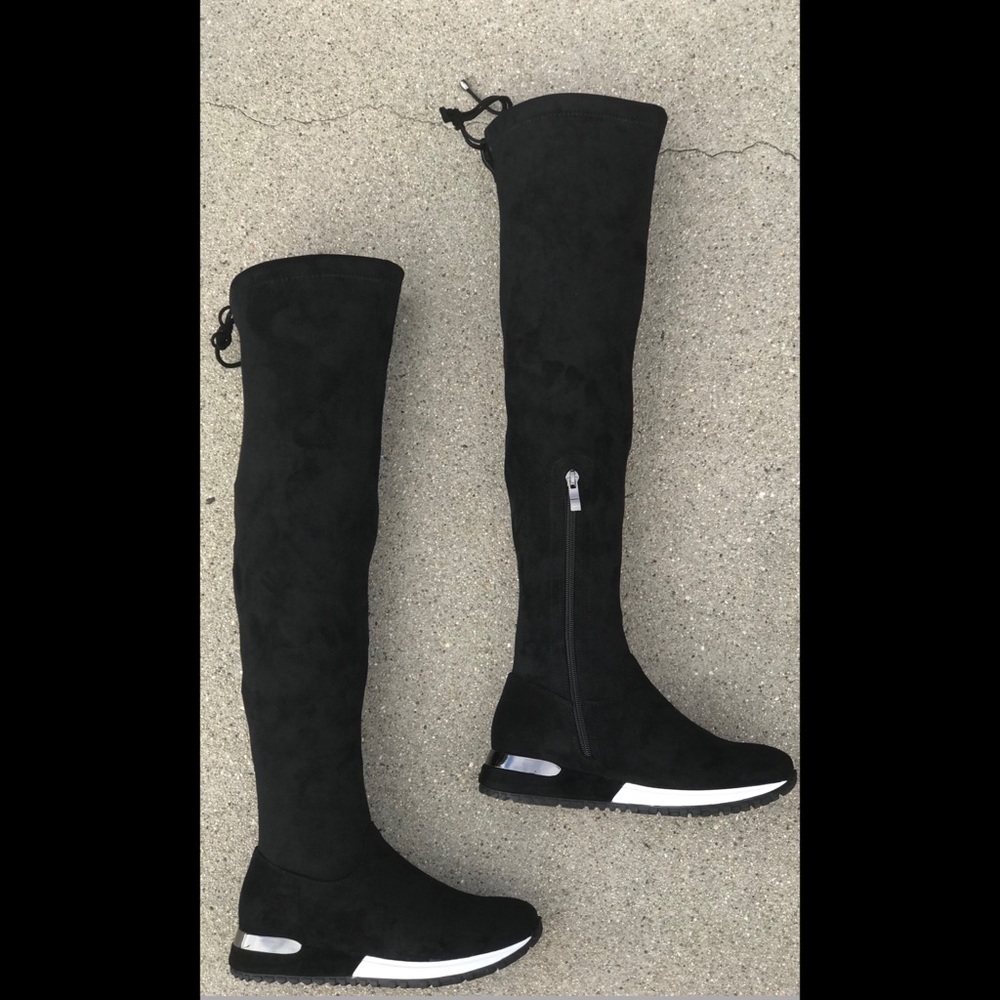 Italina Black Festival Tall Platform Sneaker boot - Picture 2 of 7